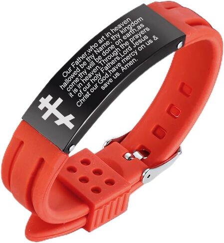 HOMLIFPER Russian Orthodox Cross Bracelet with Prayers Eastern Crucifix Jesus Protection Adjustable Silicone Bangle Christian Religious Faith Reminder Jewelry for Men Women in Saudi Arabia
