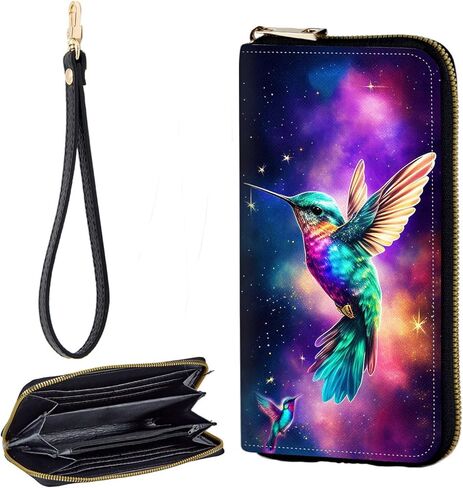 Zip Around Wallets for Women with Detachable Wrist Strap, Large Capacity RFID Blocking Leather Purse Organizer Card Holder Wristlet,Beautifull Owl Abstract in Saudi Arabia