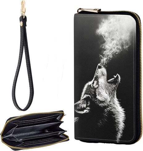 Zip Around Wallets for Women with Detachable Wrist Strap, Large Capacity RFID Blocking Leather Purse Organizer Card Holder Wristlet,Beautifull Owl Abstract in Saudi Arabia
