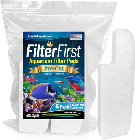 خيط فلتر حوض السمك من Aquatic Experts لمرشحات خزان الأسماك - وسادة فلتر حوض السمك FilterFirst - بكرة وسائط فلتر حوض السمك للمياه النقية الكريستالية (6 عبوات، Tidal 55 متوافق) in Kuwait