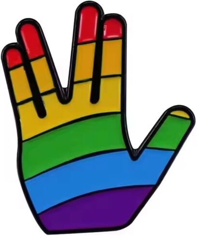 Live Long Prosper Hand Sign Rainbow LGBTQ Gay Pride Flag Star Ship Science Fiction Proudly Boldly Go Make It So SciFi TV Show 1.1" Enamel Pin Badge in Saudi Arabia