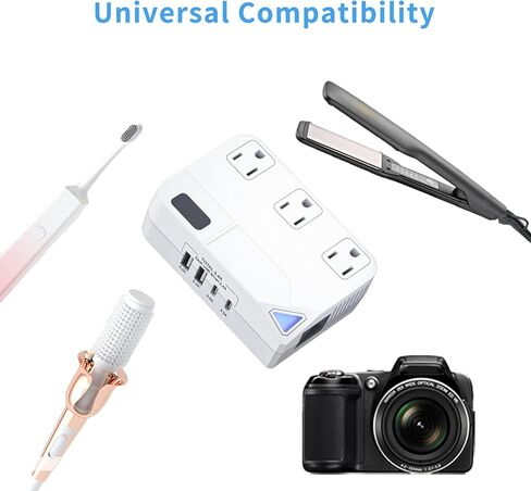 قابس تحويل 250 وات، محول سفر دولي مزود بمنفذين USB ومنفذين USB-C، خفض 220 فولت إلى 110 فولت لمناطق 100 فولت - 240 فولت ومقابس بلدان مختلفة باستخدام الأجهزة الكهربائية الأمريكية in Kuwait