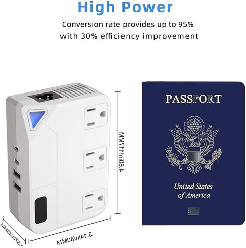 قابس تحويل 250 وات، محول سفر دولي مزود بمنفذين USB ومنفذين USB-C، خفض 220 فولت إلى 110 فولت لمناطق 100 فولت - 240 فولت ومقابس بلدان مختلفة باستخدام الأجهزة الكهربائية الأمريكية in Kuwait