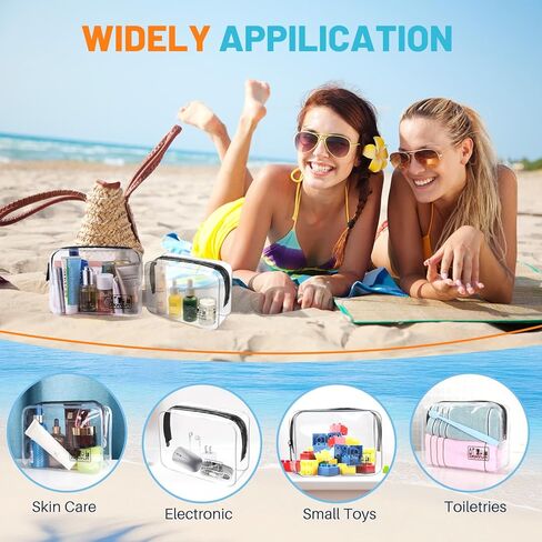 حقيبة أدوات الزينة EASYFUN قطعتين، حقيبة أدوات الزينة الشفافة للسفر معتمدة من إدارة أمن المواصلات الأمريكية للرجال والنساء، إكسسوارات السفر بحجم ربع لتر، حقيبة أدوات الزينة، حقيبة مستحضرات التجميل، حقائب المكياج in Kuwait