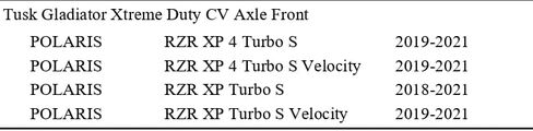 محور أمامي من Tusk Gladiator Xtreme Duty CV متوافق مع Polaris RZR XP Turbo S 2018-2021/XP 4 Turbo S 2019-2021 in Saudi Arabia