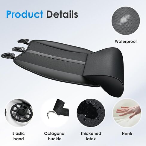 FLORICH Car Seat Extender Leg Support Cushion for Driver Seats Office Chair, Leather Memory Foam Widened seat Cushion for Long Drivers Universal Car Seat Cushion Legs Rest Pads-Black in Saudi Arabia