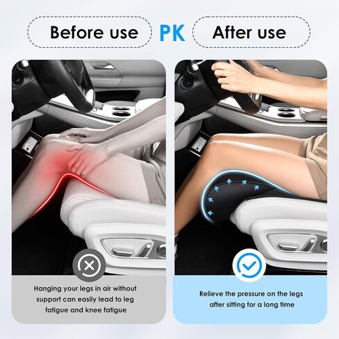 FLORICH Car Seat Extender Leg Support Cushion for Driver Seats Office Chair, Leather Memory Foam Widened seat Cushion for Long Drivers Universal Car Seat Cushion Legs Rest Pads-Black in Saudi Arabia