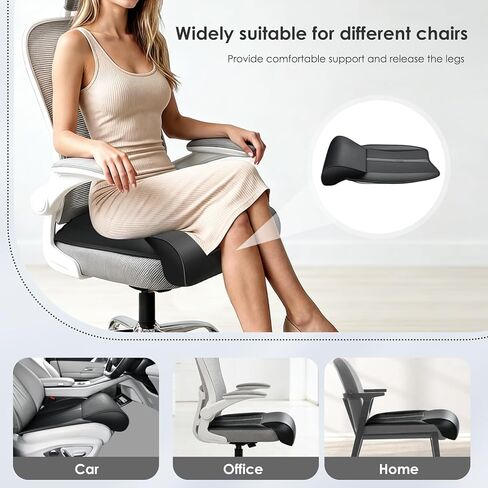 FLORICH Car Seat Extender Leg Support Cushion for Driver Seats Office Chair, Leather Memory Foam Widened seat Cushion for Long Drivers Universal Car Seat Cushion Legs Rest Pads-Black in Saudi Arabia