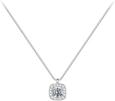 Silver Square Diamond Necklaces for Women Dainty Sparkly Cubic Zirconia Pendant Choker Necklace Gift Trendy in Saudi Arabia