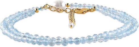InfinityGemsArt Gemstone Gold Necklace For Women, Birthstone Natural Crystal Stone With Freshwater Pearl Beaded Jewelry, Gold Plated 18 Inch Chain in Saudi Arabia
