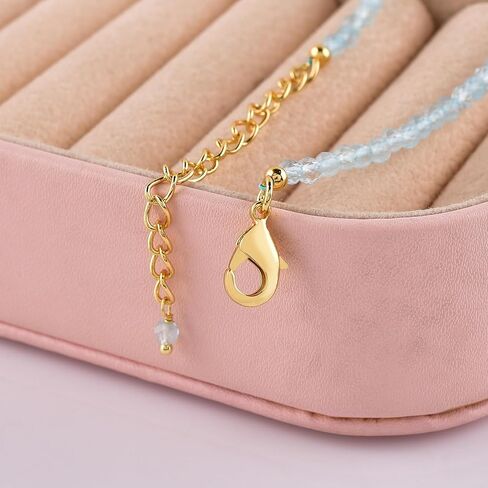 InfinityGemsArt Gemstone Gold Necklace For Women, Birthstone Natural Crystal Stone With Freshwater Pearl Beaded Jewelry, Gold Plated 18 Inch Chain in Saudi Arabia