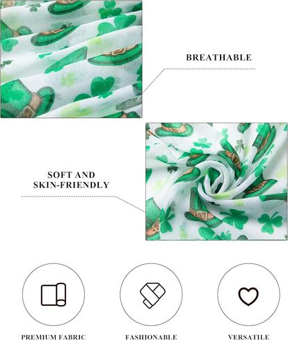 redgino 2 Pack Green Shamrock Scarf St Patricks Day Scarf Women St Patricks Day Accessories for Women in Saudi Arabia