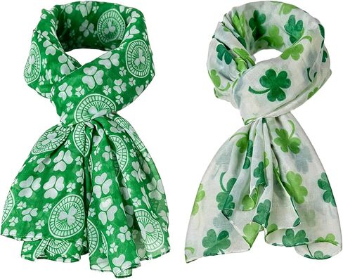 redgino عبوة من قطعتين من وشاح شامروك الأخضر لعيد القديس باتريك للنساء من إكسسوارات يوم القديس باتريك للنساء in Kuwait