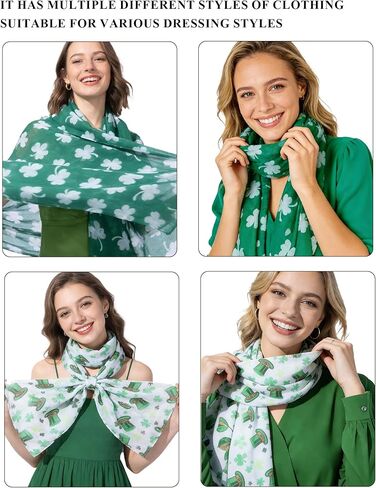 redgino 2 Pack Green Shamrock Scarf St Patricks Day Scarf Women St Patricks Day Accessories for Women in Saudi Arabia