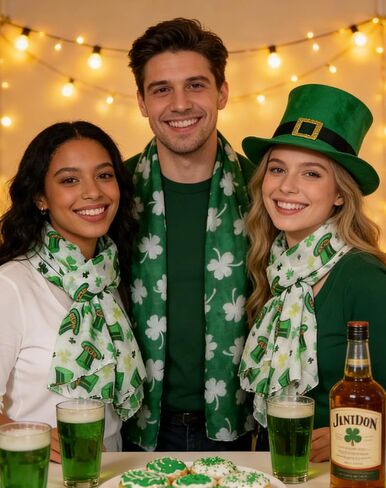 redgino 2 Pack Green Shamrock Scarf St Patricks Day Scarf Women St Patricks Day Accessories for Women in Saudi Arabia