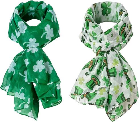 redgino 2 Pack Green Shamrock Scarf St Patricks Day Scarf Women St Patricks Day Accessories for Women in Saudi Arabia