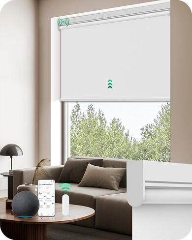Allesin ستائر دوارة بمحرك مع جهاز تحكم عن بعد للنوافذ، ظلال ذكية أوتوماتيكية للتعتيم، ستارة كهربائية تعمل بالبطارية الجافة (أبيض ثلجي 23 بوصة عرض × 72 بوصة ارتفاع) in Kuwait