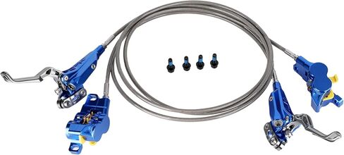 Professional 4-Piston Hydraulic Disc Brake Kit - Front & Rear Set Steel Braided Lines, High-Performance for Talaria XXX,Sting MX3,Surron Light Bee X,Segway X260/X160,R MX4,79Bike Falcon Models (Blue) in Saudi Arabia