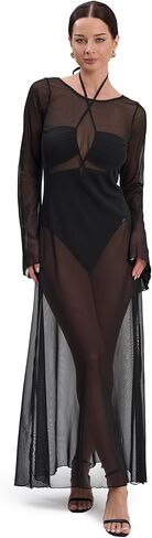 ELUWE Women’s Sheer Mesh Beach Cover Up - Long Sleeve See Through Maxi Dress in Saudi Arabia
