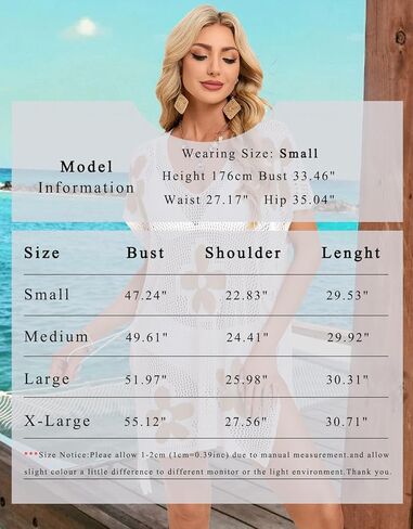shermie Women's Mesh Beach Cover Up Dress V Neck Side Split Floral Pattern Crochet Knit Swimsuit Coverup in Saudi Arabia
