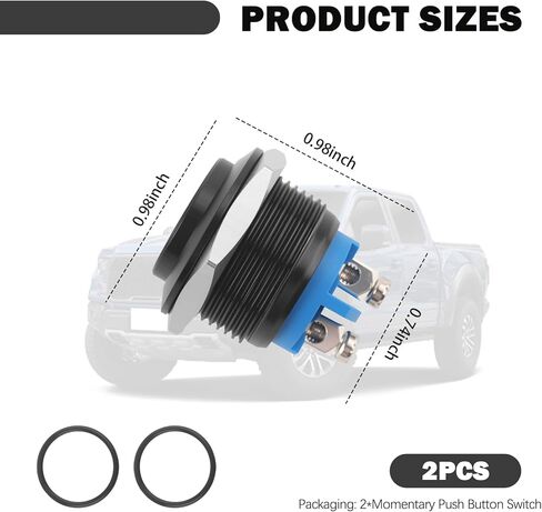 3/4" 19mm Momentary Push Button Switch,2PCS Water-Resistant Horn Button Switch with High Round Cap Switches & Aluminum Shell,SPST 1NO Horn Switches 12V with Metal Screw Terminals in Saudi Arabia