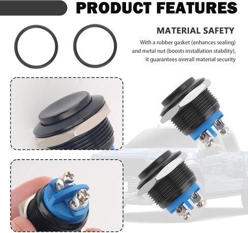 3/4" 19mm Momentary Push Button Switch,2PCS Water-Resistant Horn Button Switch with High Round Cap Switches & Aluminum Shell,SPST 1NO Horn Switches 12V with Metal Screw Terminals in Saudi Arabia