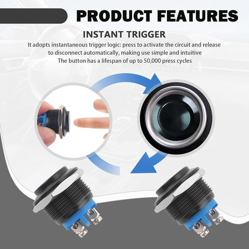 3/4" 19mm Momentary Push Button Switch,2PCS Water-Resistant Horn Button Switch with High Round Cap Switches & Aluminum Shell,SPST 1NO Horn Switches 12V with Metal Screw Terminals in Saudi Arabia
