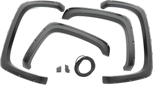 Bushwacker Forge Pocket/Rivet Style Front & Rear Fender Flares | 4-Piece Set, Black, Textured Finish | 28314-08 | Fits 2011-2016 Ford F-250, F-350 Super Duty (Excludes Dually) in Saudi Arabia