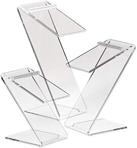 Set of 3 Clear Acrylic Slant Shoe Risers, Bevel Edge, Z-Shaped, Retail Displays, Product Displays. in Saudi Arabia