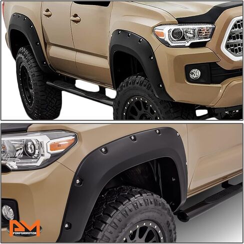 PM PERFORMOTOR Matte Black Pocket-Riveted Style Wheel Fender Flares for 16-17 Toyota Tacoma (4Pcs-Set) in Saudi Arabia