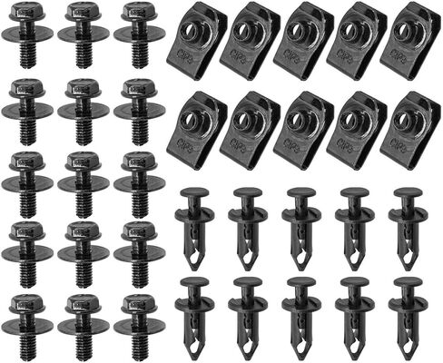 35PCS Car Hood Guard Bolts Undertray Under Engine Cover Shield Body Bolts U-Clip Holder For Nissan distintivo in Saudi Arabia