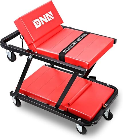 DNA Motoring 36 Inches Folding 2 in 1 Rolling Z Creeper, Adjustable Roller Garage Chair Lay Down or Sit, 6 Pcs Casters, 330 LBS / 150kg Weight Capacity, Black, TOOLS-00493 in Kuwait