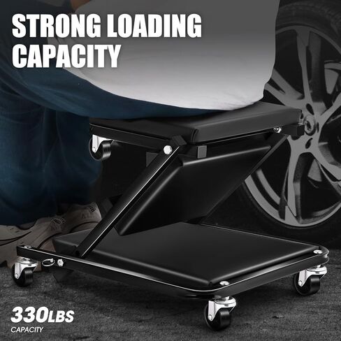 DNA Motoring 36 Inches Folding 2 in 1 Rolling Z Creeper, Adjustable Roller Garage Chair Lay Down or Sit, 6 Pcs Casters, 330 LBS / 150kg Weight Capacity, Black, TOOLS-00493 in Saudi Arabia