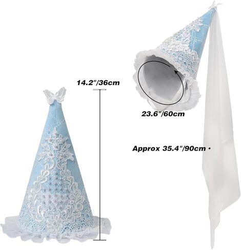 قبعة هينين من الدانتيل من العصور الوسطى من ANINECT مع حجاب، غطاء رأس نسائي على شكل مخروطي للأميرة عصر النهضة in Kuwait