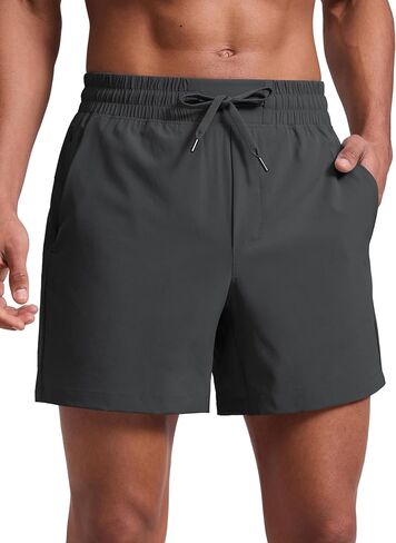 شورت رجالي للتمرين بدون بطانة من CRZ YOGA - 5 بوصات / 7 بوصات خفيف الوزن وسريع الجفاف وجري رياضي مع جيوب in Kuwait