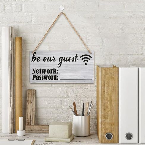 Wood Decor Sign Wifi Password Sign Be Our Guest Network Share Hot Spot Wall Decor Farmhouse Bathroom Sign Wood Hanging Wall Plque Decorative For Bathroom Gift For Home12X6 In in Saudi Arabia