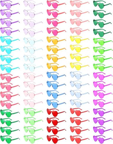 SUNOVELTIES 80 Pack Star/Heart Rimless Sunglasses Frameless Colored Party Glasses Transparent Fun Eyewear for Teen Adult in Saudi Arabia