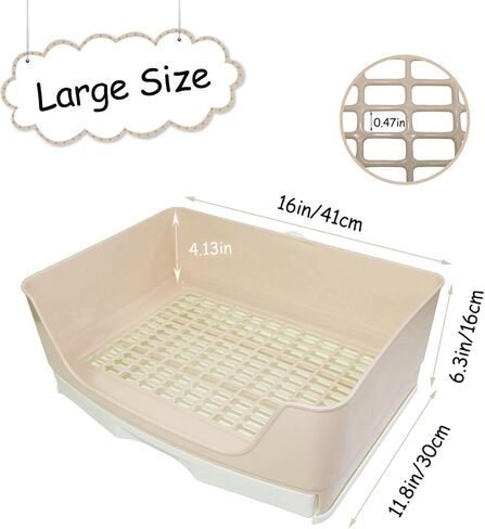 Tfwadmx Large Rabbit Litter Box Bunny Corner Toilet Potty Trainer with Drawer Bigger Pet Pan for Adult Guinea Pigs Chinchilla Hamster Hedgehog and Other Animals (Brown) in Kuwait