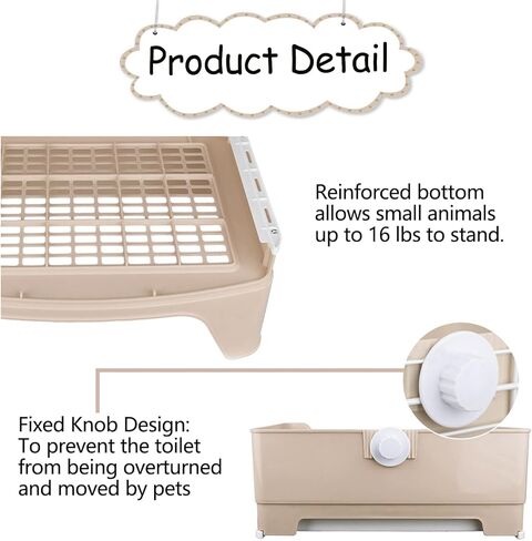 Tfwadmx Large Rabbit Litter Box Bunny Corner Toilet Potty Trainer with Drawer Bigger Pet Pan for Adult Guinea Pigs Chinchilla Hamster Hedgehog and Other Animals (Brown) in Kuwait