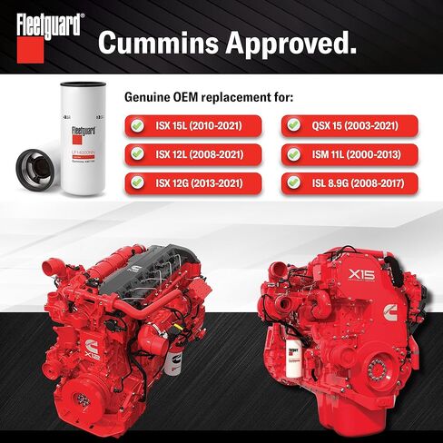 LF14000NN Oil Filter Fleetguard - Genuine OEM Cummins Filtration upgrade of LF9080 for 2010-2019 Cummins ISX 15 Engine - Heavy Duty Nanonet Media for Engine Protection - 1 Pack in Saudi Arabia