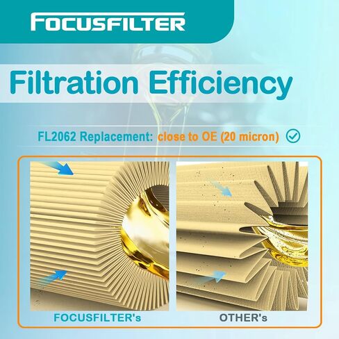 فلتر زيت من فئة OEM FL2062 من FOCUSFILTER، حماية 10 كيلو ميل، يناسب Ford F150 / Lincoln، يستبدل FT4Z-6731-A، CH11955، FL2062A، WL10050، L38154، KU2Z-6731-A، KU2J-6731-AA، FT4E-6714-AA in Saudi Arabia