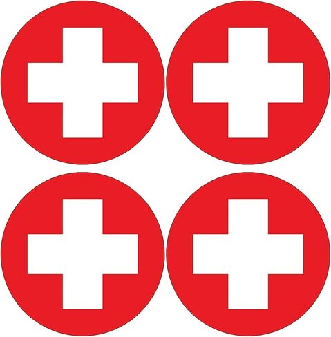 ملصق دائري من الفينيل مطبوع عليه صليب طبي دائري للسيارات والشاحنات والكمبيوتر المحمول على الحائط مقاس 2 بوصة × 2 بوصة (عبوة من 4 قطع) in Kuwait