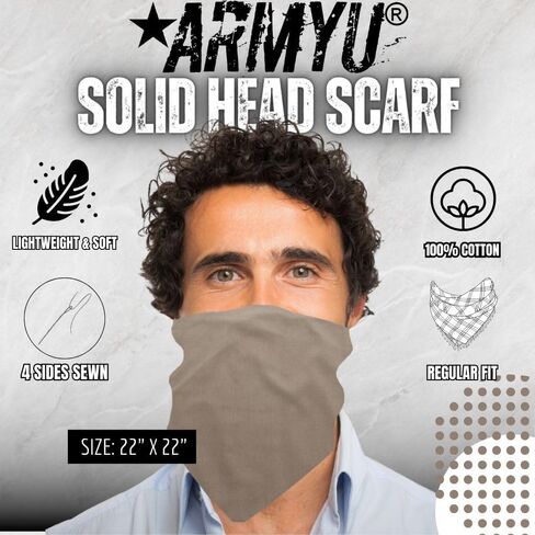 ARMYU Solid Color Military Bandana (22" x 22"), Solid Head Scarf Do-rag 100% Cotton Bandanna Cover in Saudi Arabia
