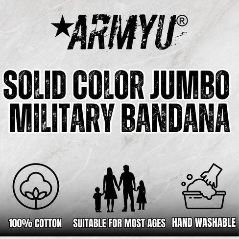 ARMYU Solid Color Military Bandana (22" x 22"), Solid Head Scarf Do-rag 100% Cotton Bandanna Cover in Saudi Arabia