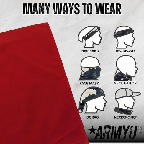 ARMYU Solid Color Military Bandana (22" x 22"), Solid Head Scarf Do-rag 100% Cotton Bandanna Cover in Saudi Arabia