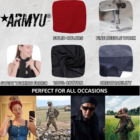 ARMYU Solid Color Military Bandana (22" x 22"), Solid Head Scarf Do-rag 100% Cotton Bandanna Cover in Saudi Arabia