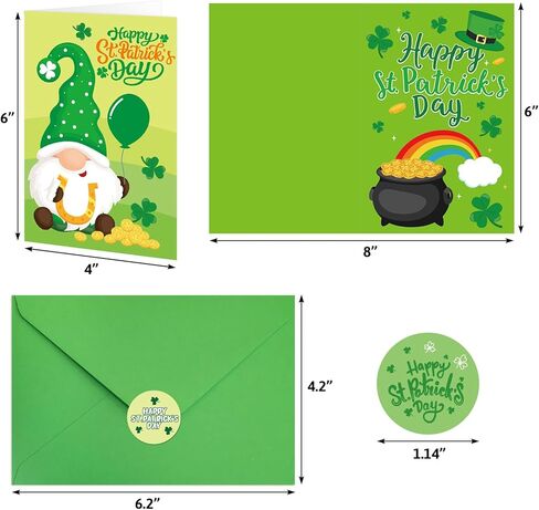 ceiba tree 24Pcs St. Patrick's Day Cards Assorted Shamrock Green Greeting Cards with Envelopes and Stickers for Happy St Patrick's Day Supplies in Saudi Arabia