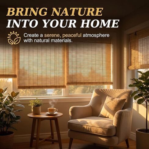 HIAPES Bamboo Blinds for Interior Window, Bamboo Shades for Indoor Windows, Custom Size, Easy Install Roller Shades for Indoor Window and Outdoor Patio in Saudi Arabia
