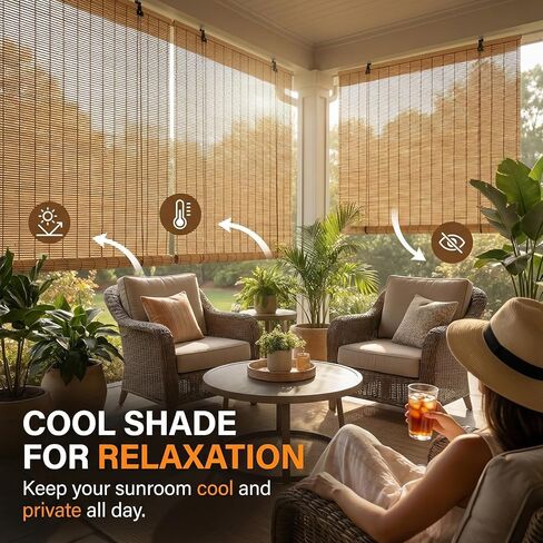 HIAPES Bamboo Blinds for Interior Window, Bamboo Shades for Indoor Windows, Custom Size, Easy Install Roller Shades for Indoor Window and Outdoor Patio in Saudi Arabia
