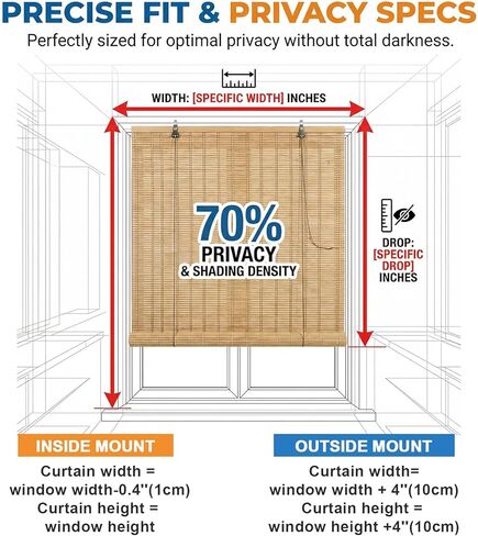 HIAPES Bamboo Blinds for Interior Window, Bamboo Shades for Indoor Windows, Custom Size, Easy Install Roller Shades for Indoor Window and Outdoor Patio in Saudi Arabia
